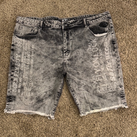 NWOT Men's Vintage Washed Black Denim Shorts - Picture 1 of 2